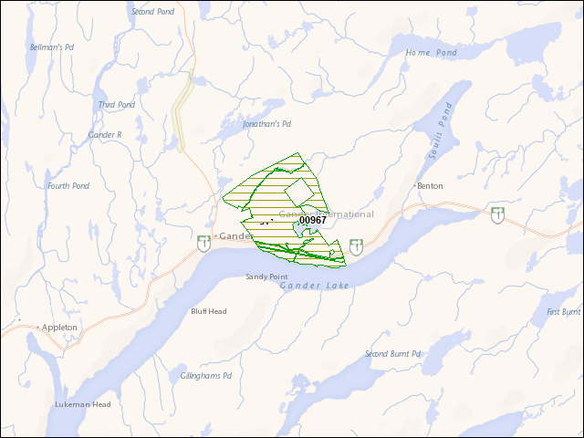 A map of the area immediately surrounding DFRP Property Number 00967