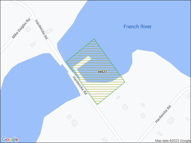 A map of the area immediately surrounding DFRP Property Number 04523