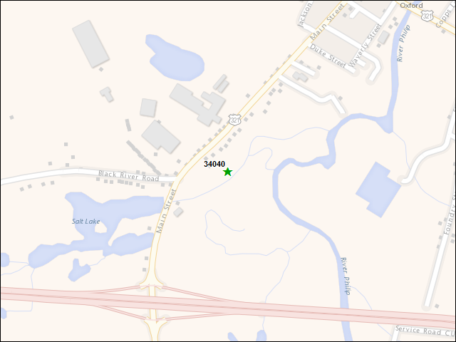A map of the area immediately surrounding DFRP Property Number 34040