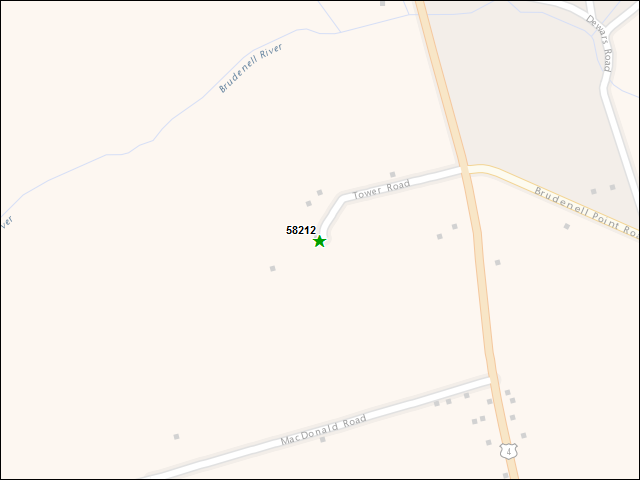 A map of the area immediately surrounding DFRP Property Number 58212