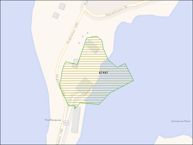 A map of the area immediately surrounding DFRP Property Number 67197