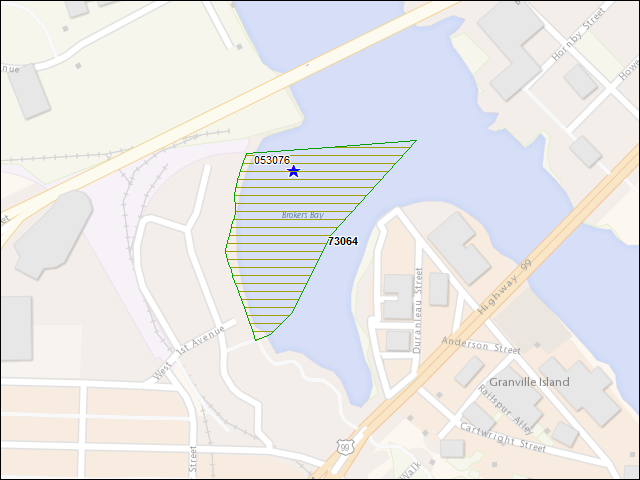 A map of the area immediately surrounding DFRP Property Number 73064