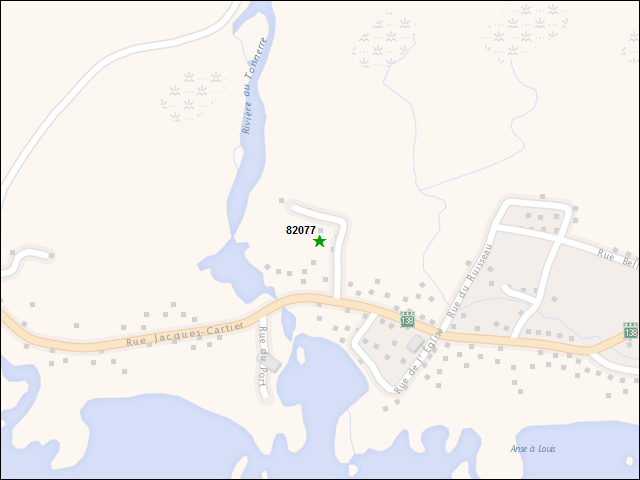 A map of the area immediately surrounding DFRP Property Number 82077