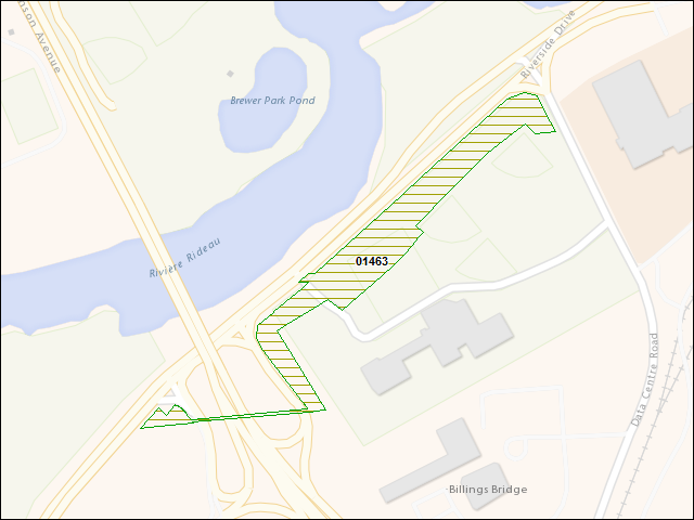 Une carte de la zone qui entoure immédiatement le bien de l'RBIF numéro 01463