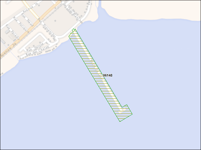 Une carte de la zone qui entoure immédiatement le bien de l'RBIF numéro 06148