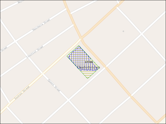 Une carte de la zone qui entoure immédiatement le bien de l'RBIF numéro 07199