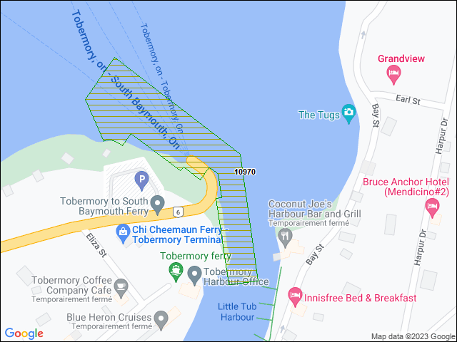 Une carte de la zone qui entoure immédiatement le bien de l'RBIF numéro 10970