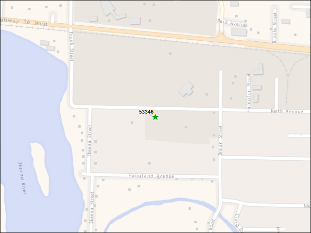 Une carte de la zone qui entoure immédiatement le bien de l'RBIF numéro 53346
