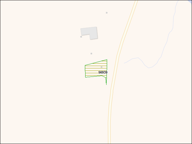 Une carte de la zone qui entoure immédiatement le bien de l'RBIF numéro 56939