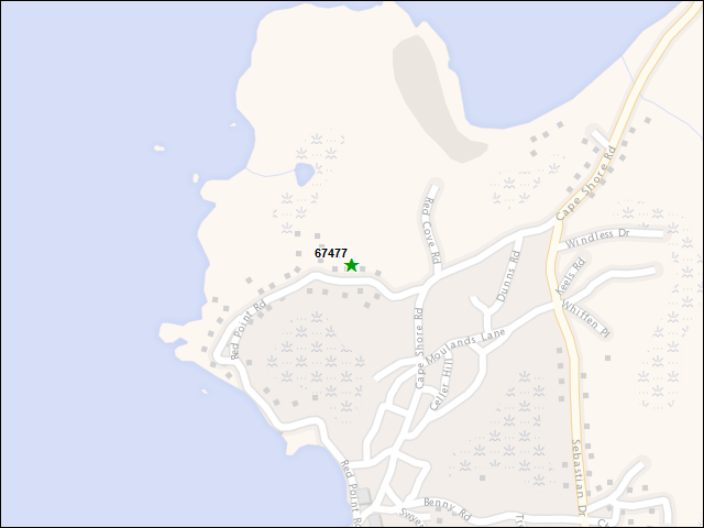 Une carte de la zone qui entoure immédiatement le bien de l'RBIF numéro 67477