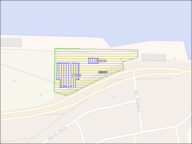 Une carte de la zone qui entoure immédiatement le bien de l'RBIF numéro 69920