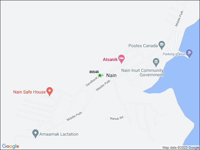 Une carte de la zone qui entoure immédiatement le bien de l'RBIF numéro 80548