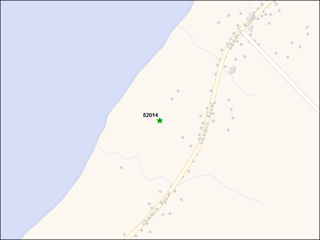 Une carte de la zone qui entoure immédiatement le bien de l'RBIF numéro 82014