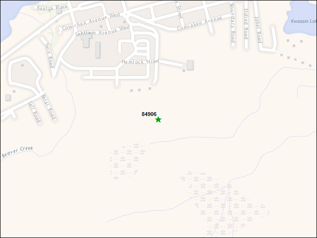 Une carte de la zone qui entoure immédiatement le bien de l'RBIF numéro 84906