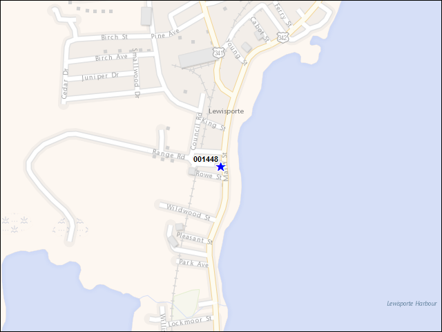 A map of the area immediately surrounding building number 001448