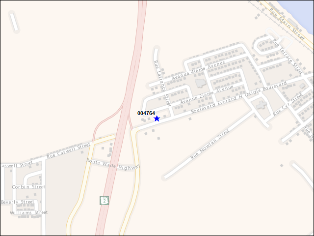 A map of the area immediately surrounding building number 004764