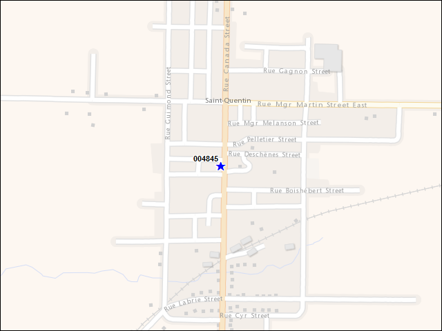 A map of the area immediately surrounding building number 004845