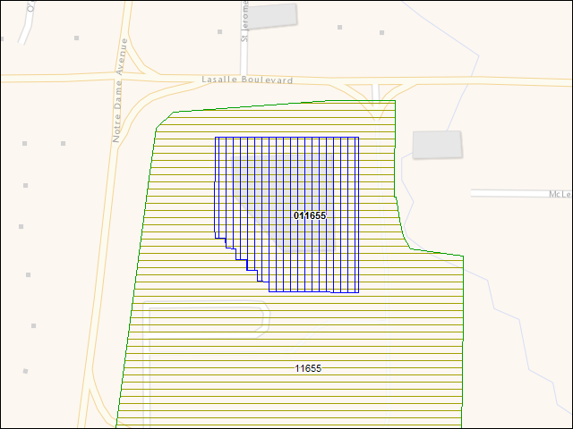 A map of the area immediately surrounding building number 011655