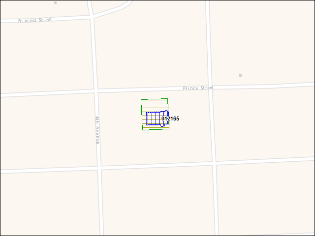 A map of the area immediately surrounding building number 012165