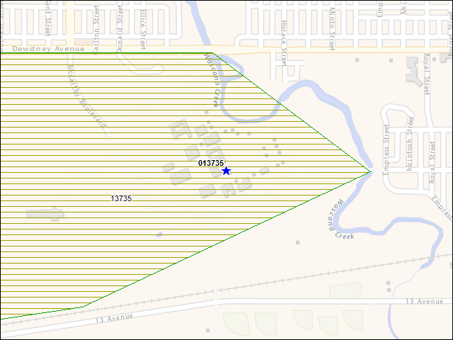 A map of the area immediately surrounding building number 013735