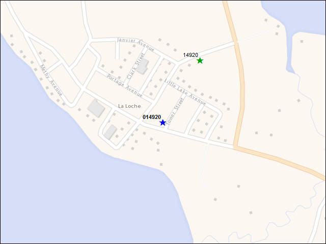 A map of the area immediately surrounding building number 014920