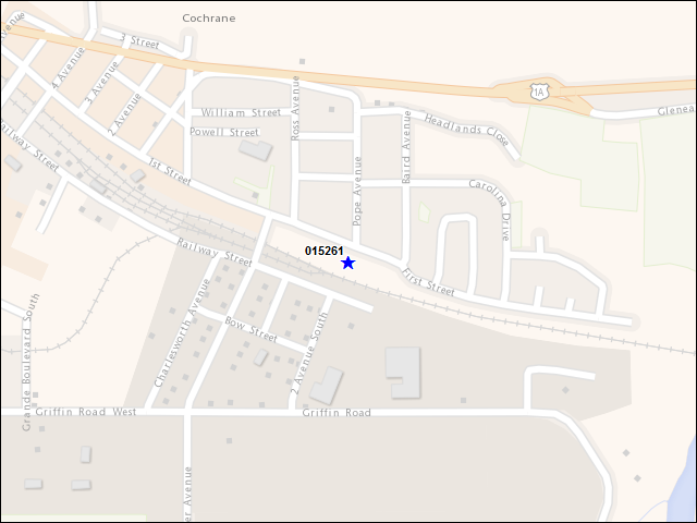 A map of the area immediately surrounding building number 015261