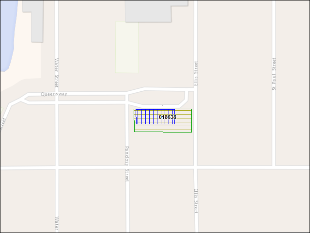 A map of the area immediately surrounding building number 018638