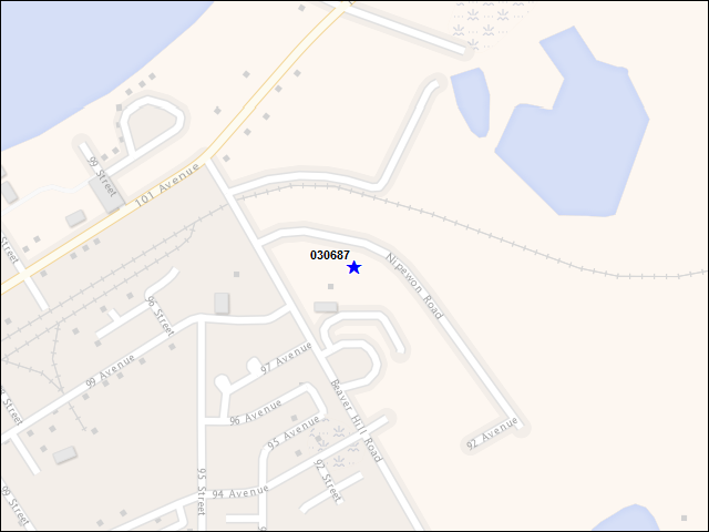 A map of the area immediately surrounding building number 030687