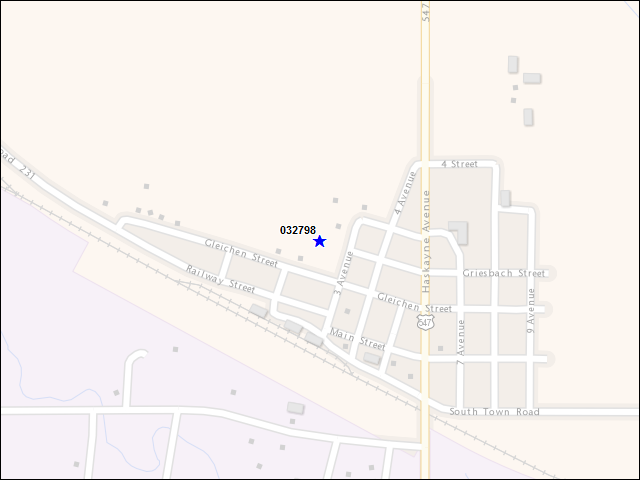 A map of the area immediately surrounding building number 032798