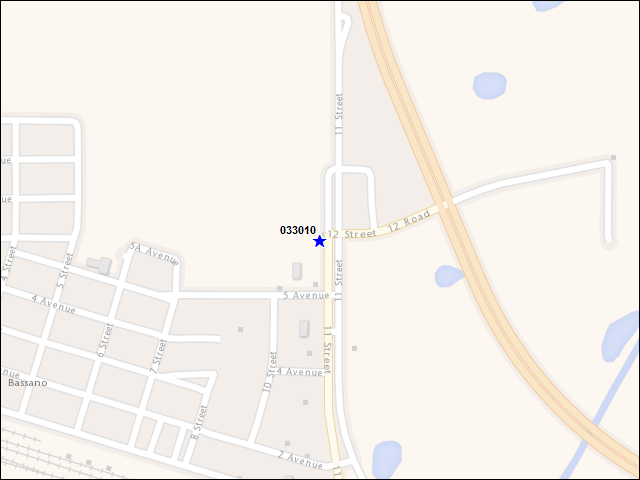 A map of the area immediately surrounding building number 033010
