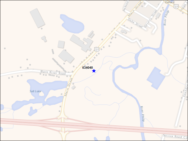 A map of the area immediately surrounding building number 034040
