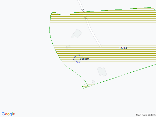 A map of the area immediately surrounding building number 055889