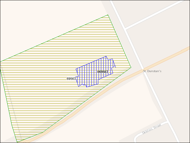 A map of the area immediately surrounding building number 069563