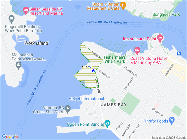 A map of the area immediately surrounding building number 107756