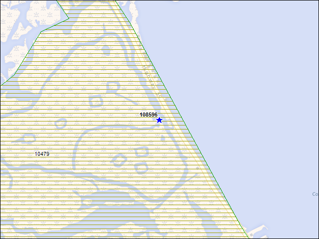 A map of the area immediately surrounding building number 108596