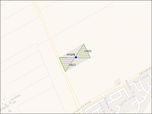 A map of the area immediately surrounding building number 111278