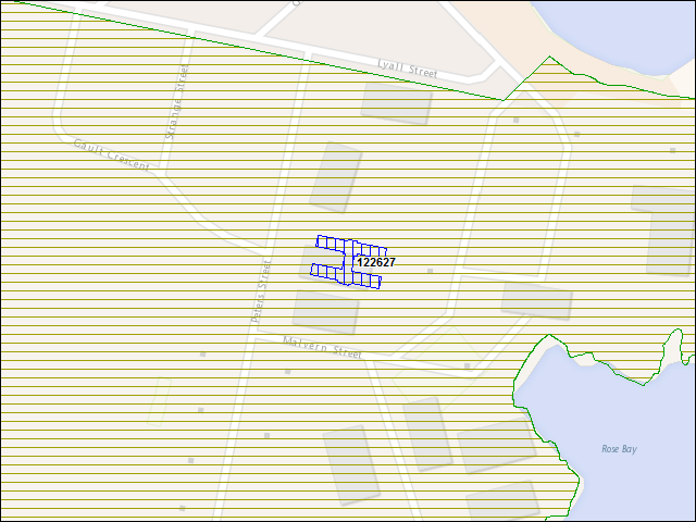 A map of the area immediately surrounding building number 122627