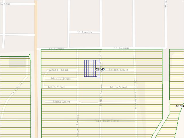 A map of the area immediately surrounding building number 122843