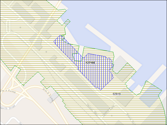 A map of the area immediately surrounding building number 127166