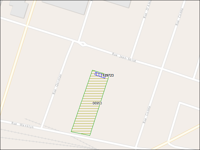 A map of the area immediately surrounding building number 129723