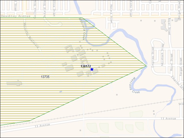 A map of the area immediately surrounding building number 138172