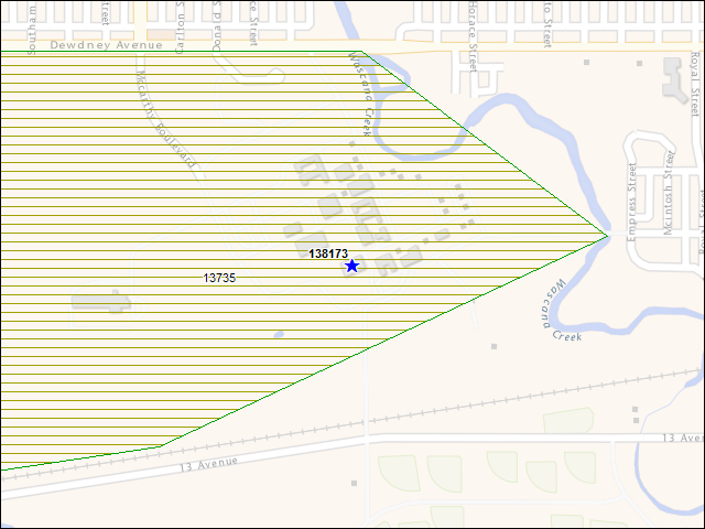 A map of the area immediately surrounding building number 138173