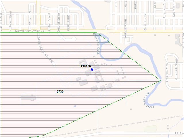 A map of the area immediately surrounding building number 138176