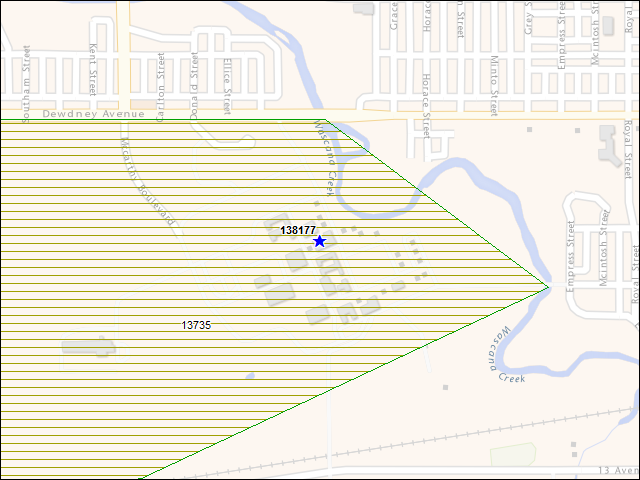 A map of the area immediately surrounding building number 138177