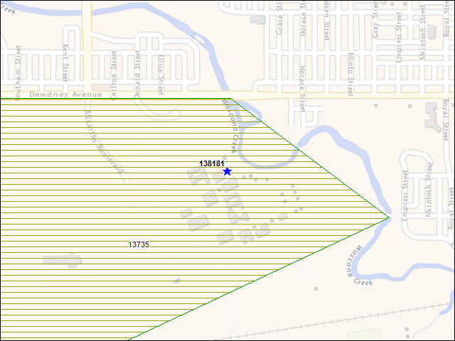 A map of the area immediately surrounding building number 138181