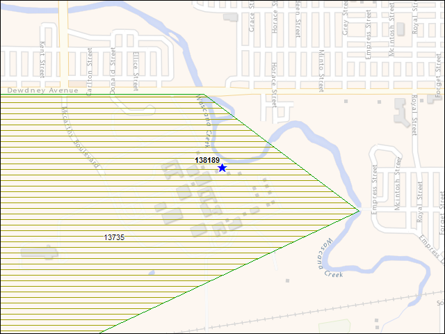 A map of the area immediately surrounding building number 138189