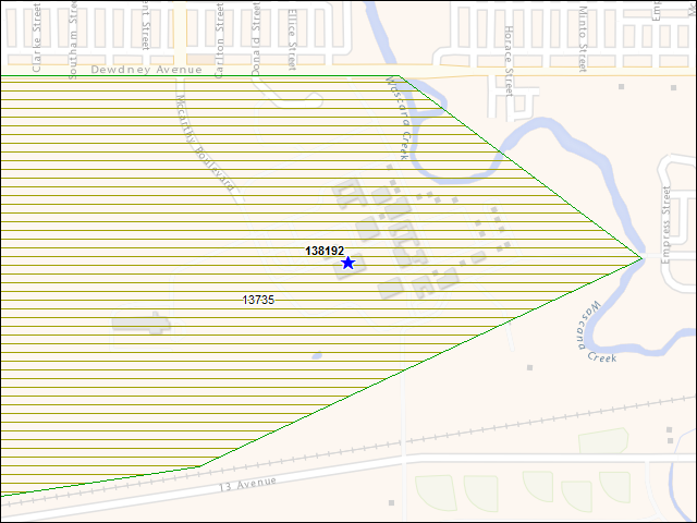 A map of the area immediately surrounding building number 138192