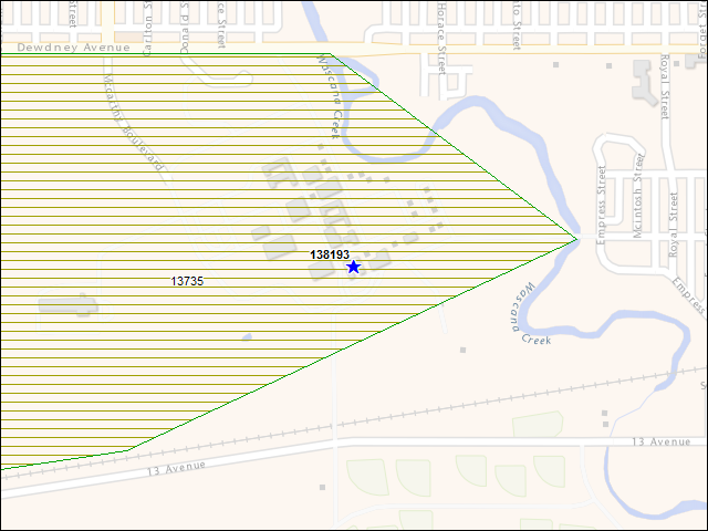 A map of the area immediately surrounding building number 138193