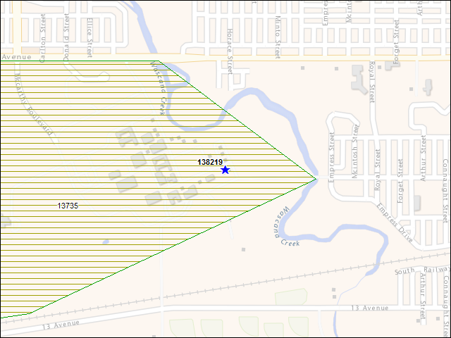 A map of the area immediately surrounding building number 138219