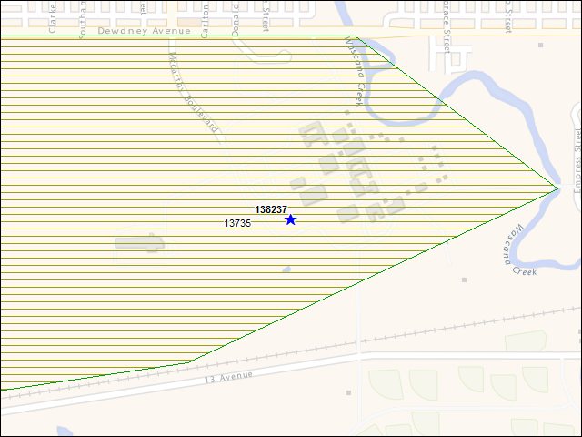 A map of the area immediately surrounding building number 138237